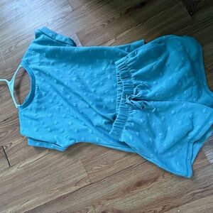 Blu Pepper Aqua Textured Short Sleeve Top